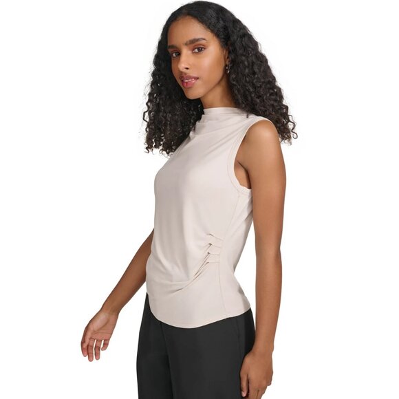Calvin Klein Jeans Mock Neck Ruched Sleeveless Top, NWT - Picture 8 of 10